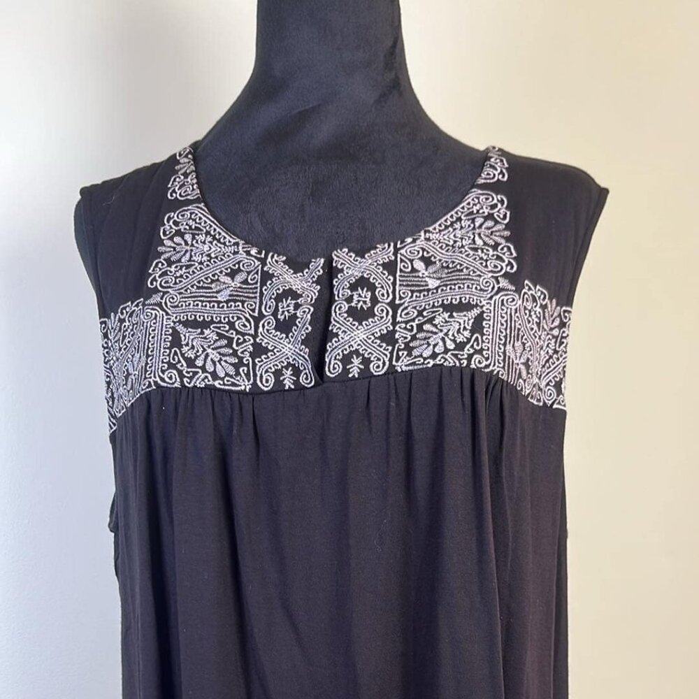 Adriana Pappell Sleeveless Embroidered 1X Tank‎ Top Witchy Goth Fairy Boho Rodeo